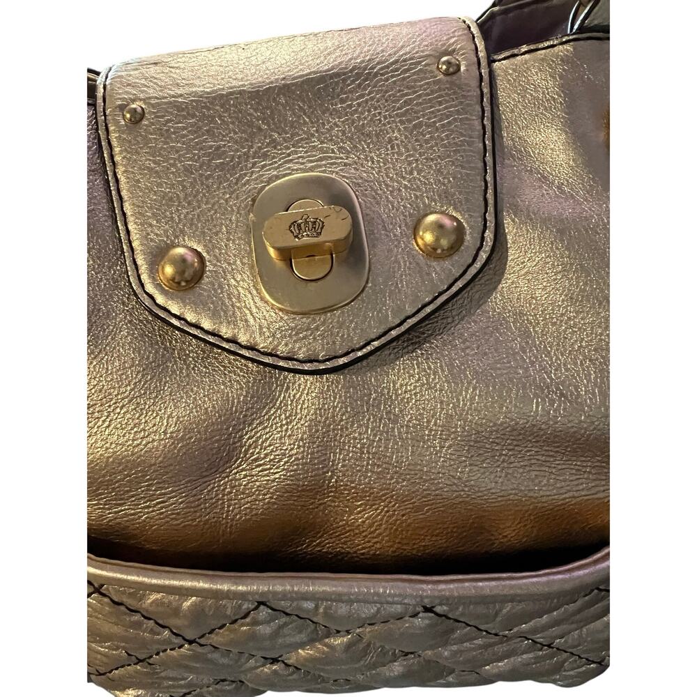 Vintage Juicy Couture Metallic Gold Leather Satchel Y2K P&G Era Bowler Bag - Picture 3 of 12